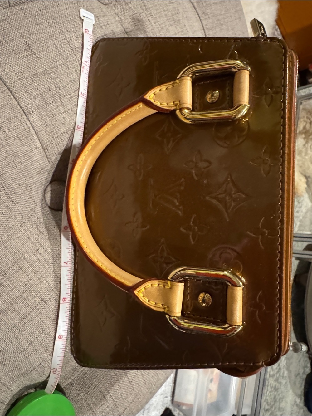 Louis Vuitton Vernis Dark Brown Patent Top-Handle Bag Vintage.